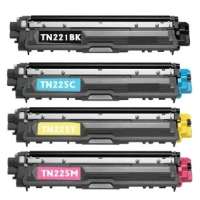 Compatible Brother TN221BK, TN225C, TN225M, TN225Y toner cartridges, 4 pack