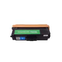 Compatible Brother TN336C toner cartridge, 3500 pages, high yield, cyan