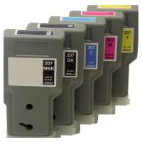 Compatible Canon PFI-207 ink cartridges, 5 pack