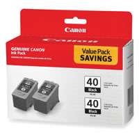 Canon PG-40 OEM ink cartridges, 2 pack