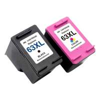 Remanufactured HP 63XL ink cartridges, high yield, 2 pack