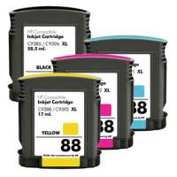 Remanufactured HP 88XL ink cartridges, high yield, 4 pack