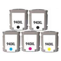 Remanufactured HP 940XL ink cartridges, high yield, 5 pack