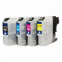 Compatible Brother LC107, LC105 ink cartridges, super high yield, 4 pack