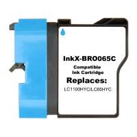 Compatible Brother LC65HYC ink cartridge, high yield, cyan