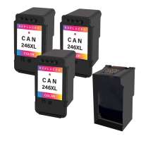3 Plug-In Cartridges for Canon CL-246XL (Color, 3-Plugins with an OEM printhead)