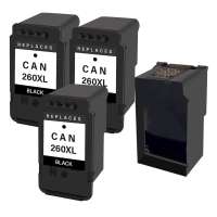 3 Plug-In Cartridges for Canon PG-260XL (Black, 3-Plugins with an OEM printhead)