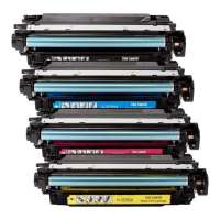Compatible HP 504A, CE250A, CE251A, CE252A, CE253A toner cartridges, 4 pack