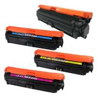 Compatible HP 650A, CE270A, CE271A, CE273A, CE272A toner cartridges, 4 pack