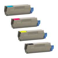 Compatible Okidata 43487736 / 43487735 / 43487734 / 43487733 toner cartridges - 4-pack